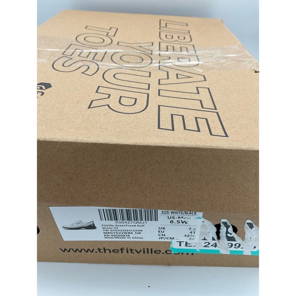FitVille GreenTread Golf Shoes V2 Mens 8.5W White Black TW-GTGV220241224M - Picture 3 of 3